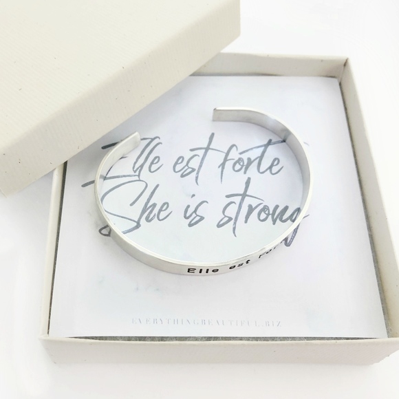 Elle Est Forte Cuff Bracelet Sterling Silver - Picture 5 of 8